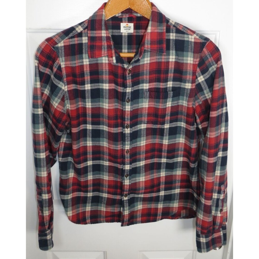 Marine Layer Men's Plaid Flannel Long Sleeve Button Up Shirt Size Small